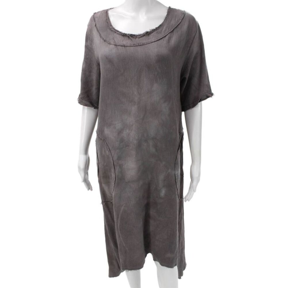 Karna Womens Shift Dress Dark Gray Short Sleeve Knee Length Size S